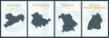 Vector posters with highly detailed silhouettes maps states of Germany - Sachsen, ThÃÂ¼ringen, Bavaria, Baden-WÃÂ¼rttemberg - set 4