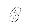 Vector potatoes with a black line.Simple food and cooking illustration