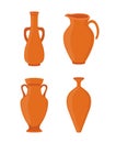 Vector pottery - ancient greek vase, amphora, antique pitcher. Ceramics Royalty Free Stock Photo