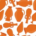 Vector pottery seamless pattern, vases, amphora, ceramics