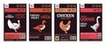 Vector poultry labels with cuts diagrams