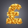 Vector pound sterling sign made of great amount of golden coins. Royalty Free Stock Photo
