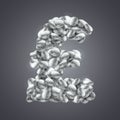 Vector pound sterling sign made of great amount of silver coins.