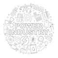 Vector Power industry pattern. Power industry background with world