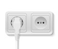 Vector power socket with cable plugged Royalty Free Stock Photo