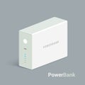 Vector powerbank icon on white background. Isometric view. Flat style design. Charging device.