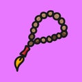 Vector prayer beads icon Illustration graphic. Hand drawn Doodle ramadan kareem