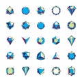 Vector precious decorative elements, polygonal. Set of vector di