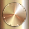 Vector precious metal round golden plate with