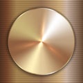 Vector precious metal round golden plate with line Royalty Free Stock Photo