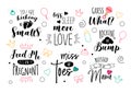 Vector pregnancy lettering set for motherhood and mama Royalty Free Stock Photo