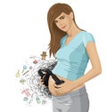 Vector Pregnant Woman With Headphones