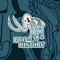 Vector prehistoric skeleton of mammoth emblem