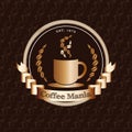 Vector : Premium coffee shop logo with gold badge on coffee bean Royalty Free Stock Photo