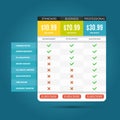 Vector pricing business plans for websites and applications