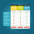 Vector pricing business plans for websites and applications
