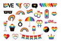 Vector pride symbols set gay LGBT party