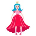 Vector princess in a crown and pink dress