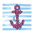 Vector Print Anchor with Flowers