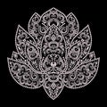 Lotus design. Black and white floral dot pattern. Royalty Free Stock Photo