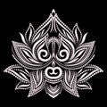 Lotus design. Black and white floral dot pattern. Royalty Free Stock Photo