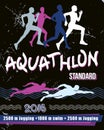 Vector print illustration aquathlon - standard distance.