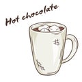 Vector printable illustration of isolated cup of hot chocolate with label Royalty Free Stock Photo