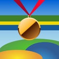 Vector prize medals for winners gold with ribbon eps 10 Royalty Free Stock Photo