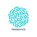 Vector probiotics in circular shape. Bifidobacterium, lactobacillus. Lactic acid bacterium