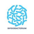 Vector probiotics in circular shape. Bifidobacterium. Microbiome. Medicine or dietary supplement