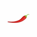 Vector product icon of chili pepper. Fresh red cayenne isolated on white background. Illustration of food hot spiciness chilli