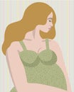 Vector profile portrait of pregnant woman.