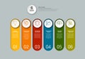 Vector progress infographic with six color steps and icons