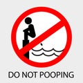 Simple vector prohibition sign, do not pooping at gray background