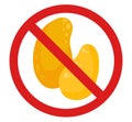 Vector prohibition sign with mango. Do not pluck tropical fruits. Allergy danger. The product does not contain mango. Forbidden