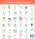 Vector Project planning color flat icon set. Elegant style design.