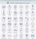 Vector Project planning outline icon set. Elegant thin line style design.