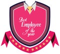 Vector promo label of best employee service award of the year.