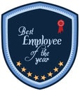 Vector promo label of best employee service award of the year.