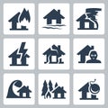 Vector property insurance icons Royalty Free Stock Photo