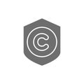 Vector protection copyright, authors mark grey icon.