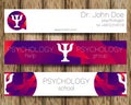 Vector Psychology Web banner design background or header Templates. Psi logo