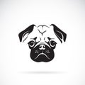 Vector of pug dog face on white background, Pet. Animals. Easy editable layered vector illustration