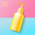 Vector pump bottle, bright modern paper background