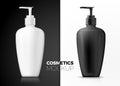 Vector pump bottles isolated on black and white