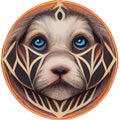 vector of puppy in hand draw tribal style