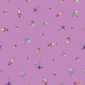 Vector purple Ballet Dancers with leotard and shoes background pattern