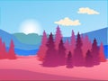 Vector purple and blue background Nature landsacape Mountain and