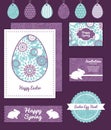 Vector purple and blue floral abstract set of Royalty Free Stock Photo