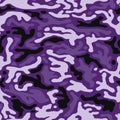 Vector purple camouflage seamless pattern for your design. Fashionable blue violet camouflage fabric. Vector camo texture.